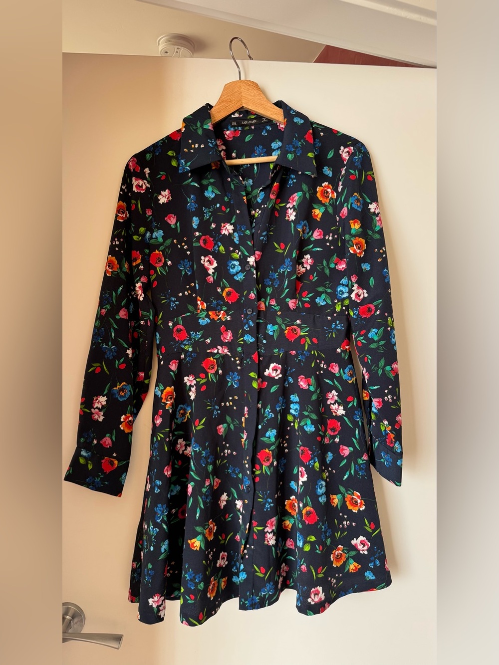 ZARA Floral Button-Front Fit & Flare Dress NWOT